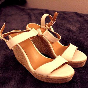 White strappy wedges